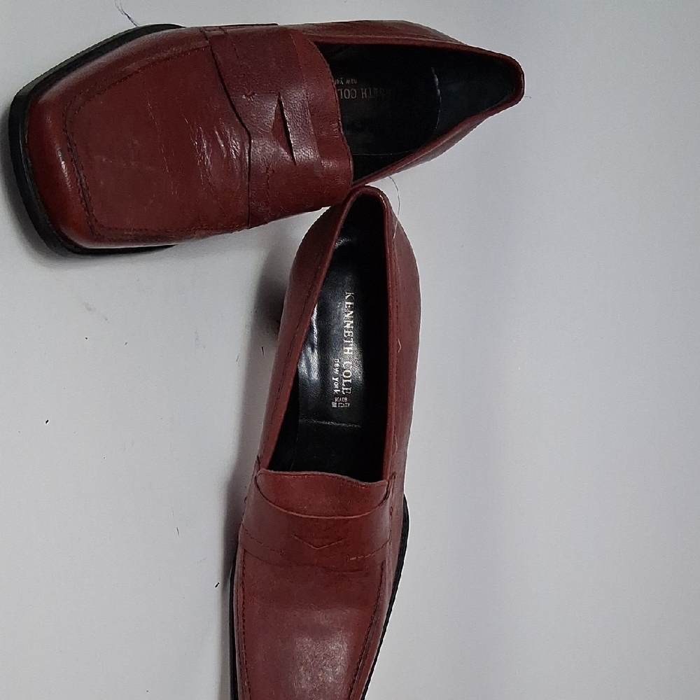 Kenneth Cole Women's Burgundy Leather Slip-On Loafers